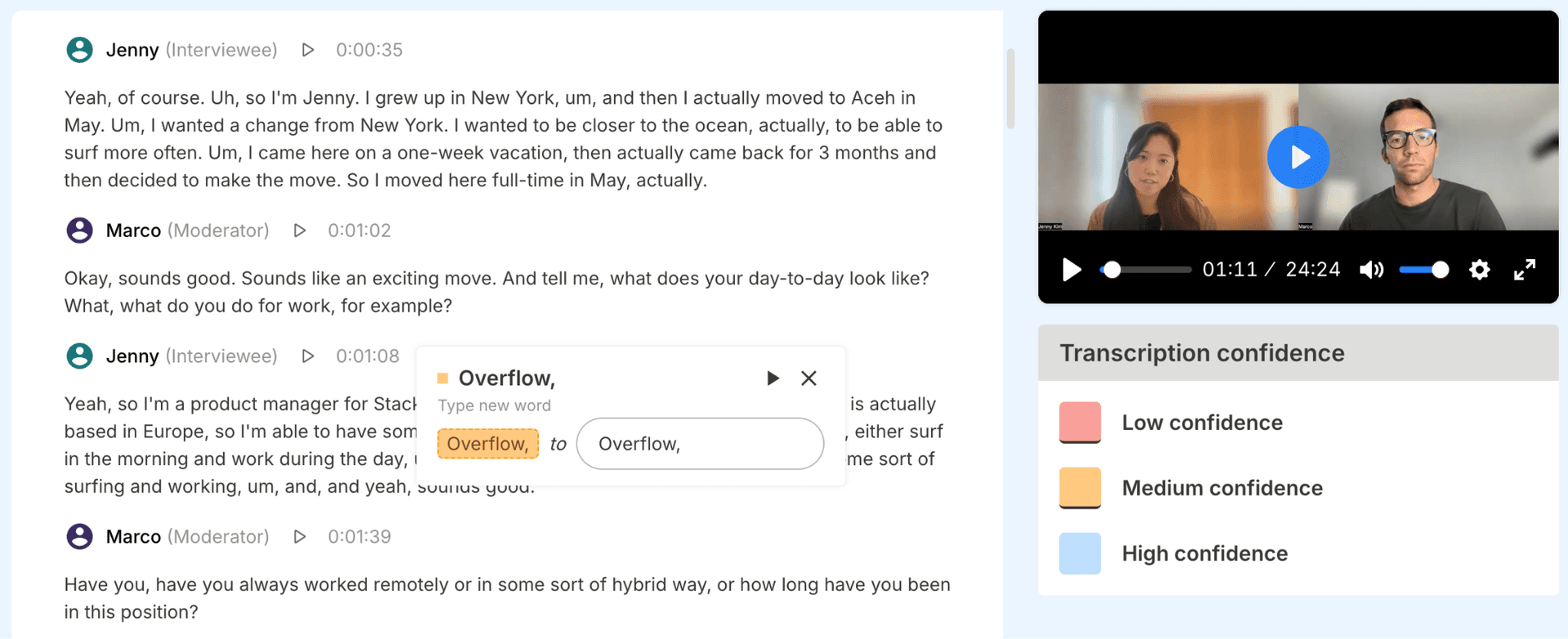 Edit the transcript