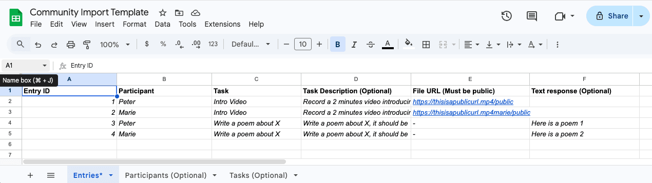 Option 2: Upload using the template