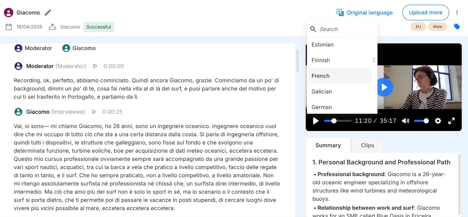 Translate the transcript