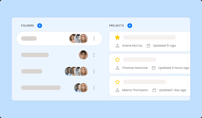 Folders and projects organised in Quallie