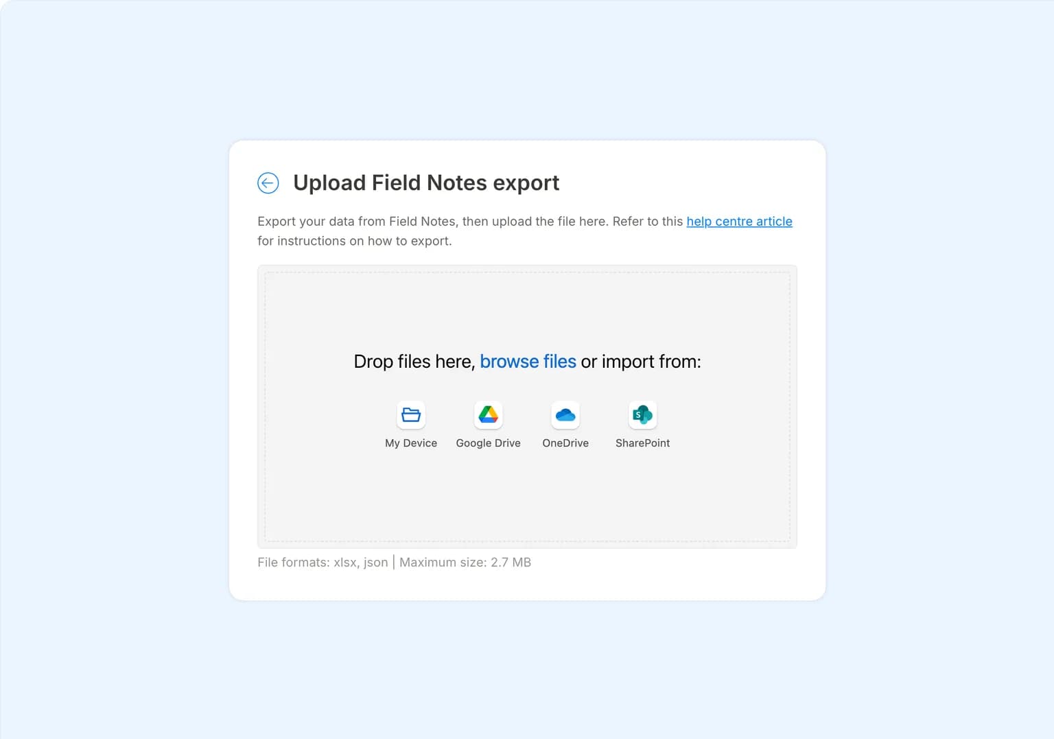 Option 3: Upload a Field Notes export