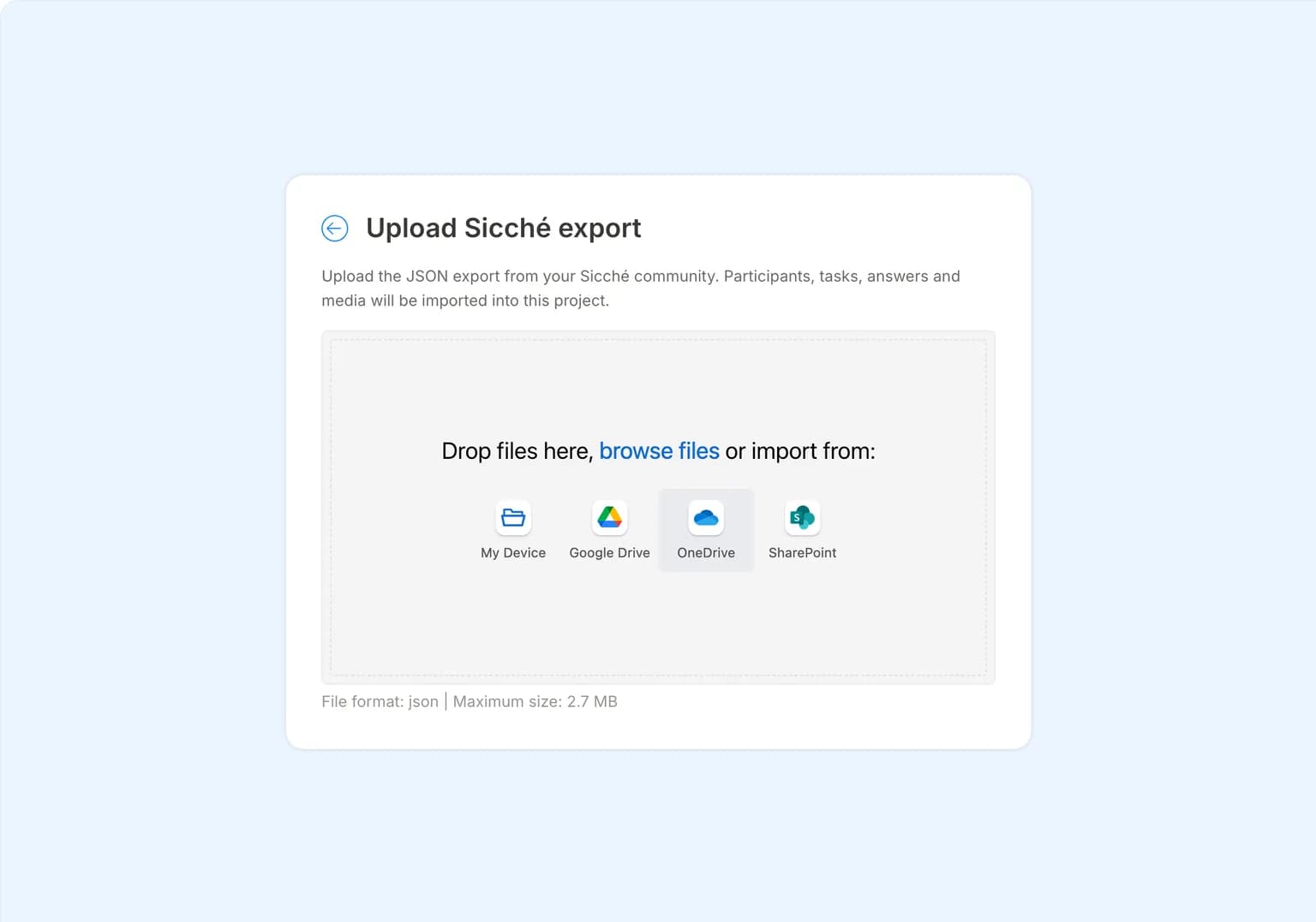Option 5: Upload a Sicché export