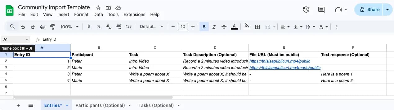 Option 2: Import from the Excel template